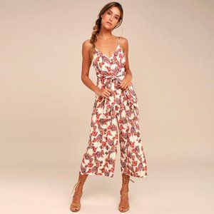 Free People Hot Tropics Cream Print Midi Jumpsuit